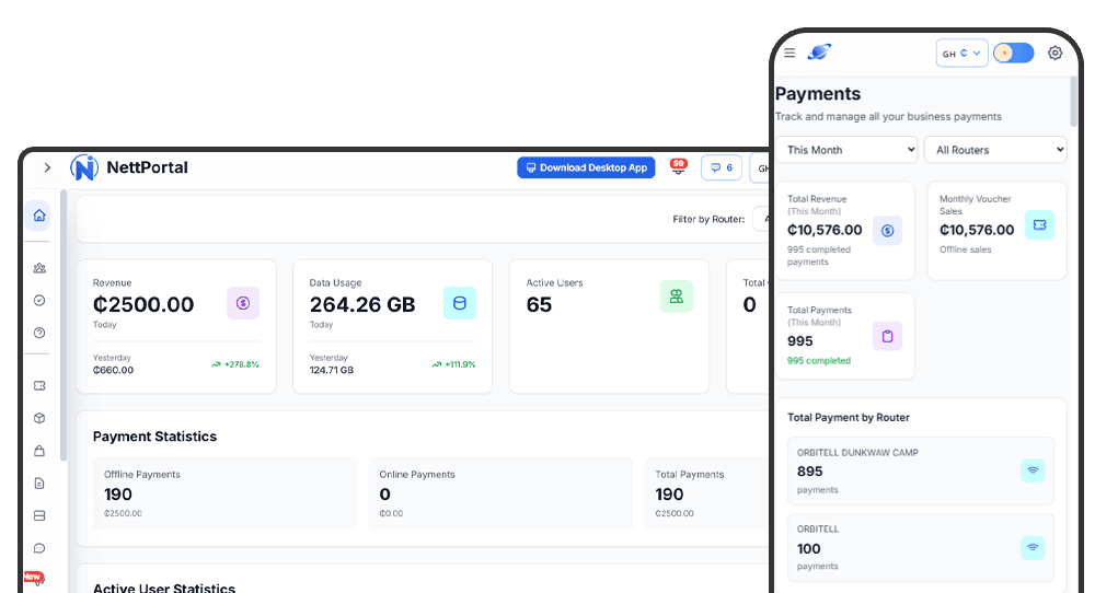 NettPortal responsive interface