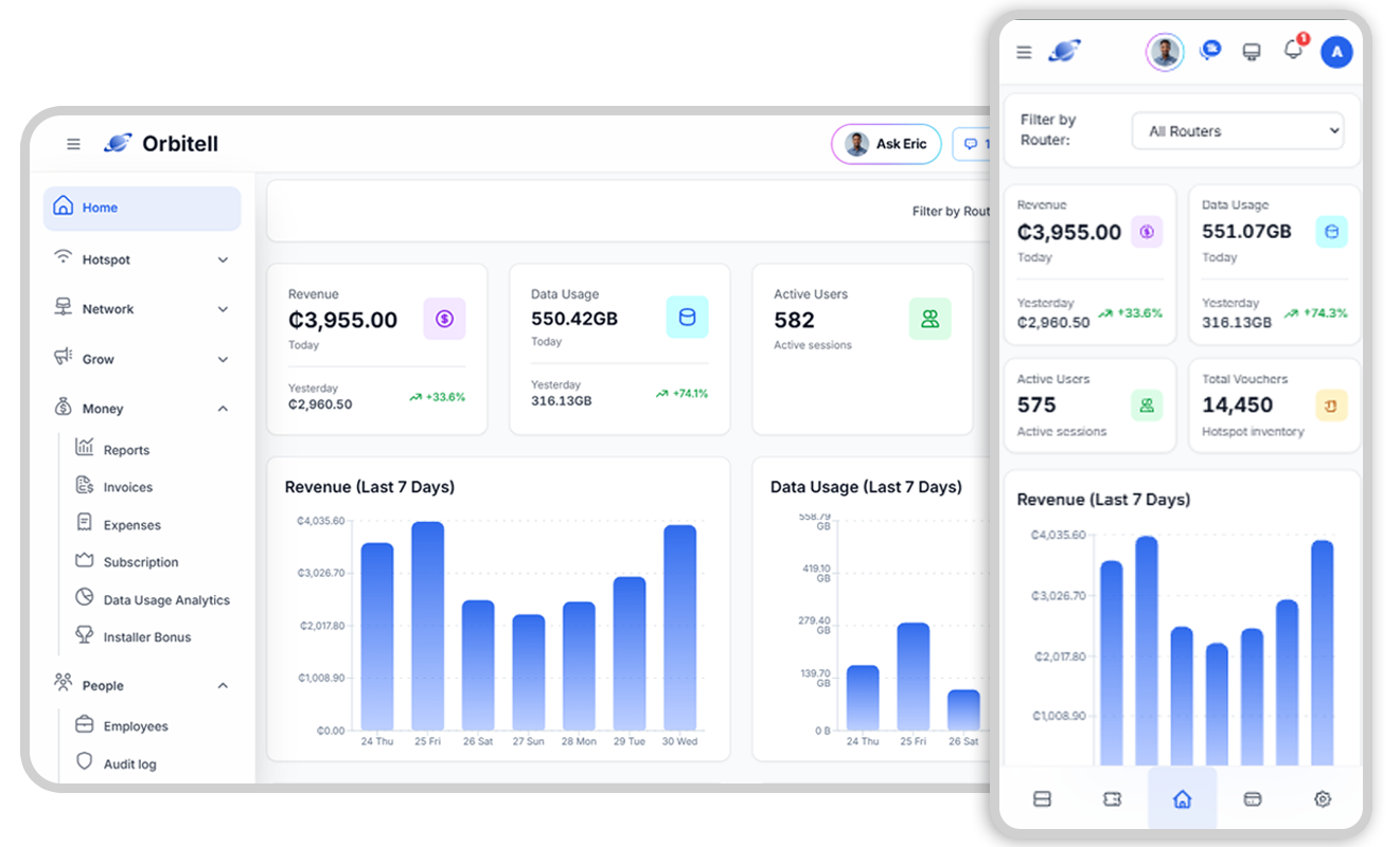 NettPortal responsive interface